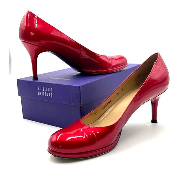 Stuart Weitzman Shoes - STUART WEITZMAN Red Quasar Patent Leather Pump Ruby Slippers